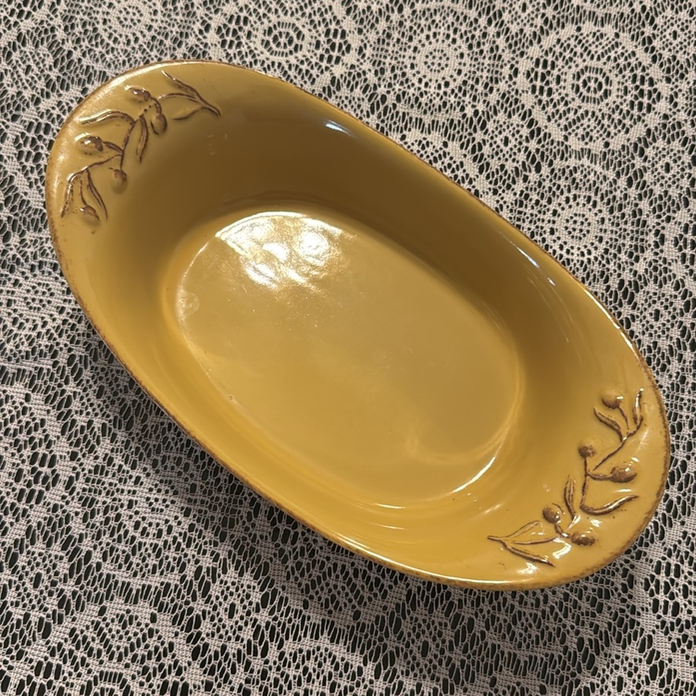 Cerutil Stoneware Oval Baking Dish Casserole Antique Gold Portugal